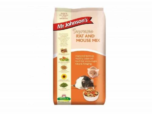 Mr johnson's supreme rat and mouse mix, en sund og afbalanceret foderblanding til rotter og mus, der fremmer naturlig foraging. I praktisk emballage til små kæledyr. | gnavernes univers