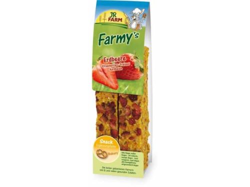 Jr farm farmy’s snack til gnavere med jordbærsmag, ideel som en velsmagende treat til mindre kæledyr. Perfekt til at forkæle dine kæledyr med sundhed og nydelse. | gnavernes univers