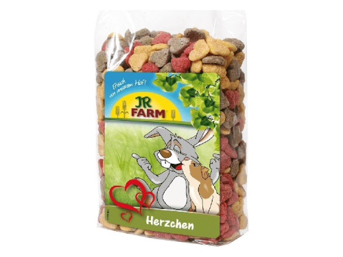 Jr farm herzchen til gnavere, farverige kæledyrssnacks i hjertedesign. Ideelt til at forkæle kaniner og mindre kæledyr med en velsmagende og sund belønning. | gnavernes univers
