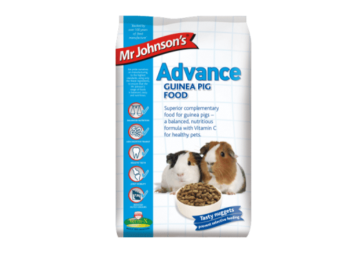 Mr Johnson's Advance Guinea Pig Food - Ernæringsrigt kost til marsvin med vitamin C, der fremmer sundhed og velvære. Tasty nuggets forhindrer selektiv fodring.