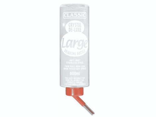 Krystal klart drikkevand beholder fra Classic, 600 ml, rustfrit stål, med drypfri spout og dobbelt væg for bedre isolering, velegnet til gnavere og små kæledyr.