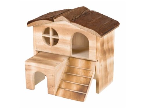 Tx61960 - natural living kajsa hus, brændt træ, 17 × 15 × 13 cm | gnavernes univers