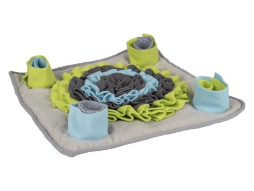 Farverigt snusemåtte til gnavere med bløde flisefliser i grøn, blå og grå. Ideel til mental stimulation og leg for mindre kæledyr. Perfekt til at skjule godbidder og opfordre til naturlig opførsel.