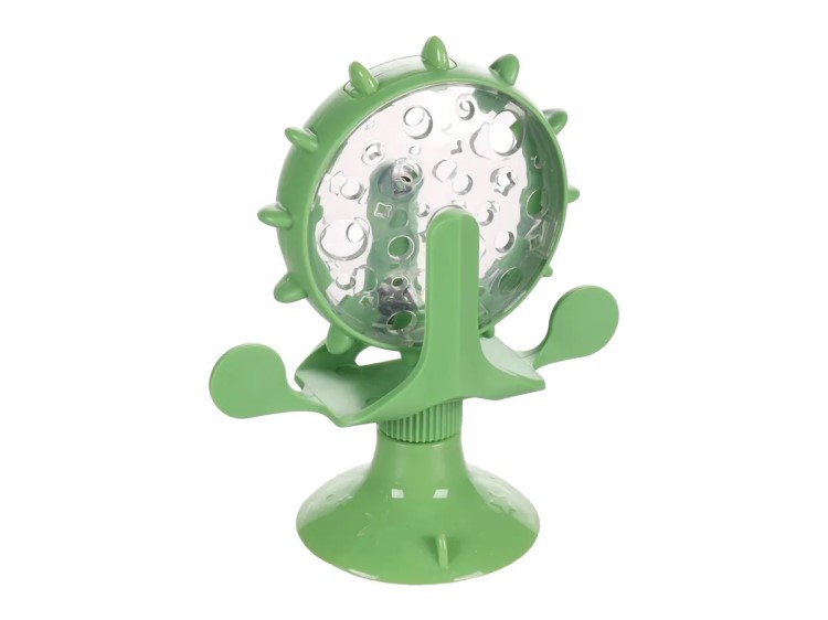 561400 - flamingo snack dispenser turna green | gnavernes univers Grøn aktivitetsbold til gnavere, ideel til leg og stimulering af mentale evner. Designet med sugekop til fastgørelse og flere spor til små godbidder. Perfekt til hamstere og andre små kæledyr. | gnavernes univers