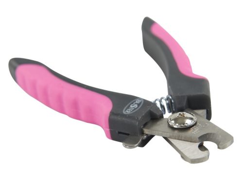 Negletang til små kæledyr med ergonomiske håndtag i pink og sort, ideel til klipning af negle på gnavere og mindre dyr.