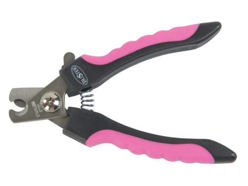 Klippeværktøj til gnavere med ergonomiske håndtag i pink og sort, ideelt til klipning af negle på mindre kæledyr.