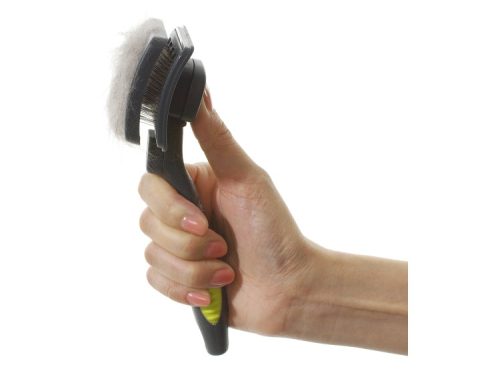 Børste til pelspleje af små kæledyr, ergonomisk designet håndtag, ideel til fjernelse af løs pels og underuld. Perfekt til gnavere og mindre kæledyr.