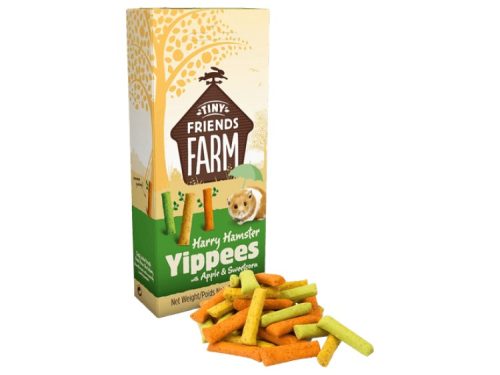 Yippee snacks til hamstere fra Tiny Friends Farm med smag af æble og majs. Farverige snacks perfekt til små kæledyr som hamstere.
