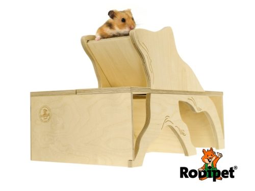 Hampsterhus i træ fra rodipet, ideelt til gnavere med en hyggelig soveplads og legestativ. | gnavernes univers