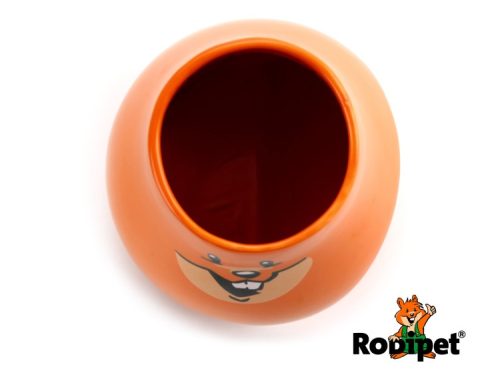 Foderkopp til gnavere i orange med sjovt ansigt designet af rodipet, perfekt til små kæledyr som hamstere og marsvin. | gnavernes univers