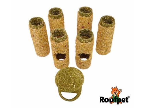 Naturvenligt aktivitetslegetøj til gnavere fra Rodipet, bestående af halmskeder og en rund bundplade til sikker leg og udforskning. Perfekt til at stimulere små kæledyrs nysgerrighed og adfærd.