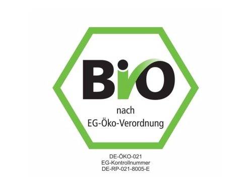 Logo for biologisk produkter, certificeret i henhold til eg-Øko-forordningen. Visuelt præget af en grøn hexagon med teksten "bio" og relevant kontrolnummer. Ideelt for bæredygtigt kæledyrstilbehør. | gnavernes univers