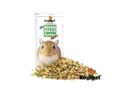 Rodipet Bio Rennmausfutter i dåse med sund blanding af frø og grøntsager, ideel til gnavere som dværghamstere og mus.
