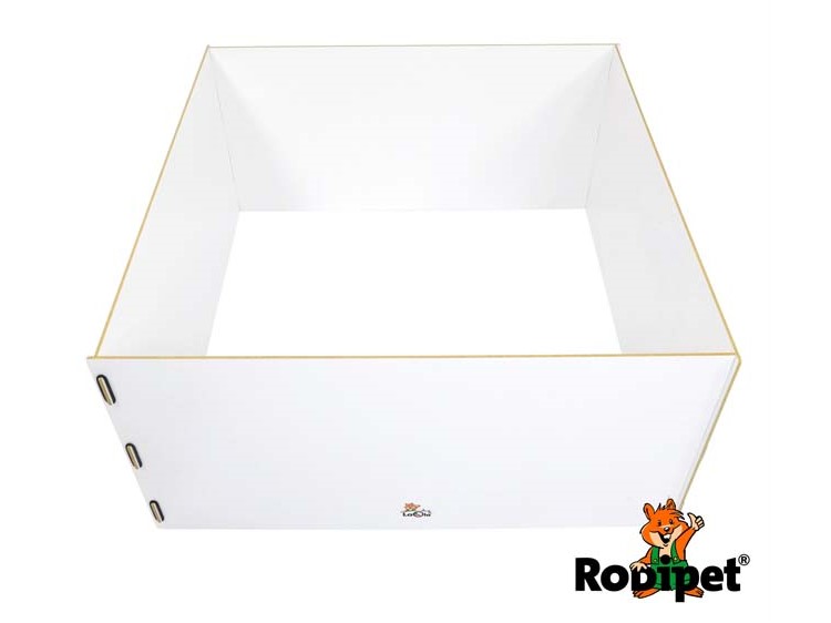 R03607 - rodipet® laola® run 100x100x50 cm 3 | gnavernes univers Firkantet hvid plasticindhegning fra rodipet®, ideel til gnavere og mindre kæledyr. Perfekt til at skabe et sikkert legeområde. | gnavernes univers