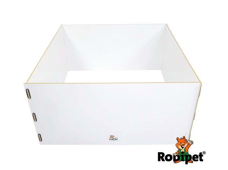 R03607 - rodipet® laola® run 100x100x50 cm 4 | gnavernes univers Robipet opbevaringskasse til gnavere, hvid, praktisk design til sikker opbevaring af udstyr og tilbehør. | gnavernes univers