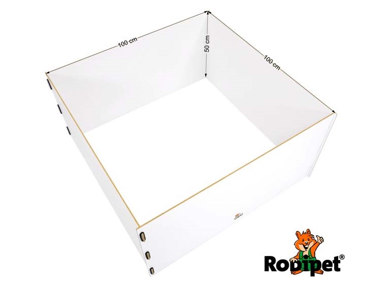 R03607 - rodipet® laola® run 100x100x50 cm 7 | gnavernes univers Hvid eksperimenterende bur til gnavere fra rodipet, måler 100 cm x 100 cm x 50 cm, ideel til indretning af legeområder for små kæledyr. | gnavernes univers
