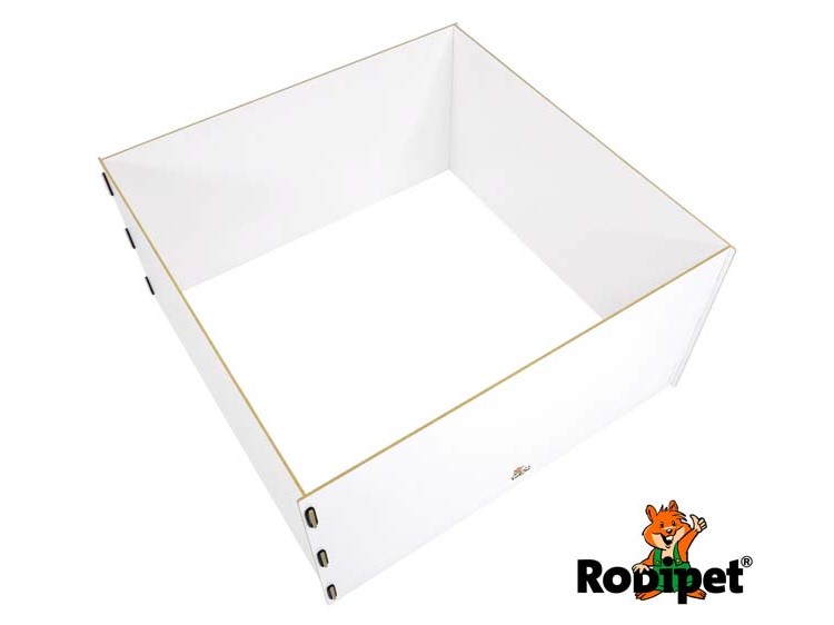 R03607 - rodipet® laola® run 100x100x50 cm | gnavernes univers Robipet opbevaringskasse til gnavere, hvid, robust design til sikkert opbevaring af dyreudstyr og tilbehør. Ideel til mindre kæledyr. | gnavernes univers