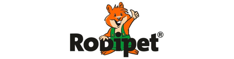 Rodipet logo, der repræsenterer kvalitetsudstyr til gnavere og mindre kæledyr, ideelt til ejere, der søger pålidelige produkter til deres kæledyrs velvære.