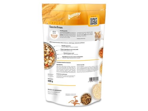 Bunny nature expert hamsterdream, fuldfoder til hamstere, 500 g, fri for konserveringsmidler og kunstige tilsætningsstoffer, indeholder naturlige ingredienser til sund kost. | gnavernes univers