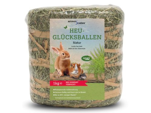 Heu-glücksballe fra naturhof schröder, 1 kg, er en kompakt og pladsbesparende hø-pakke til gnavere og mindre kæledyr. Ideel til en sund kost med naturlige ingredienser, der sikrer friskhed og kvalitet. | gnavernes univers