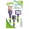 Groomingkit fra Pawise til små kæledyr, ideelt til pleje af hamstere, marsvin og kaniner. Sættet inkluderer en børste, en kam og en slicker børste for effektiv pelspleje.