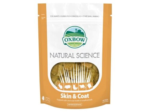 Oxbow Natural Science Skin & Coat til gnavere og små kæledyr, der understøtter hud- og pelshelse. Velegnet til kaniner, marsvin og chinchillaer.