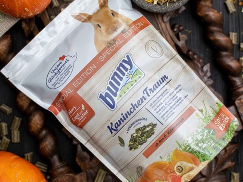 Bunny kaninchen traum special edition foder til kaniner, indeholdende naturlige ingredienser og grøntsager, designet til at støtte sundheden og velværet hos mindre kæledyr. | gnavernes univers