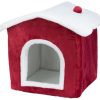 Rød og hvid blød hule til gnavere, ideel som hyggeligt tilflugtssted til mindre kæledyr. Komfortabelt design med blød polstring, perfekt til at skabe en tryg atmosfære for dit kæledyr. | gnavernes univers