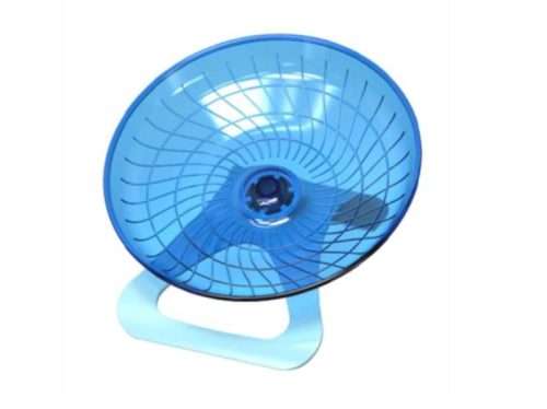 Blå ventilator til små kæledyr, ideel til at holde gnavere og andre mindre dyr kølige og komfortable. Perfekt til brug i bur eller hjemme.