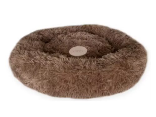 Blød og hyggelig seng til mindre kæledyr, ideel til gnavere som kaniner og marsvin. Denne runde, brune seng giver optimal komfort og varme, perfekt til en god nattesøvn.